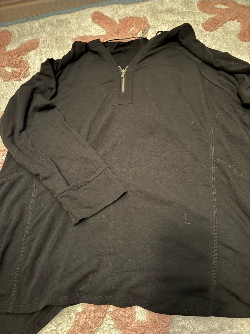 Cable & Gauge Black Half-Zip Long Sleeve Top